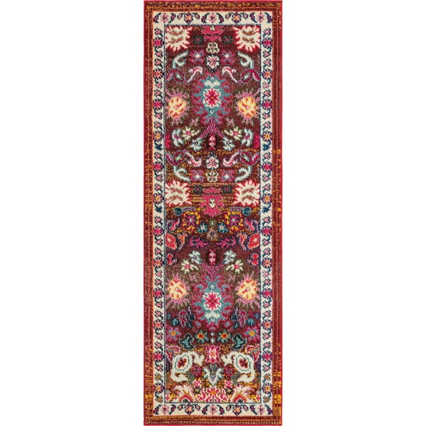 Entryways Rugs.com Fleur Collection Rug 6 Ft Runner Blue Medium-Pile Rug Perfect for Hallways Entryways Rugs.com Fleur Collection Rug 6 Ft Runner Blue Medium-Pile Rug Perfect for Hallways